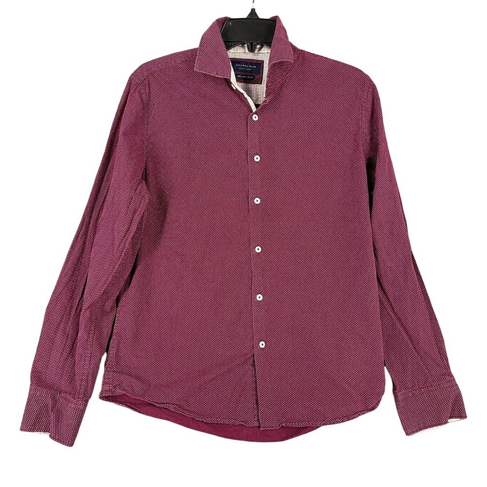 Denim And Flower Shirt‎ Mens S Red Poplin Button Up Polka Dot Smart Casual